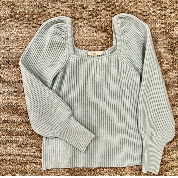 LOFT light blue square neck sweater M - Picture 2 of 3